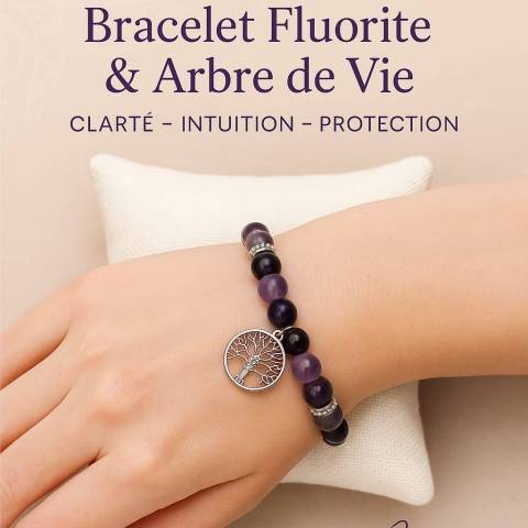 Bracelet en Fluorite et Arbre de Vie
