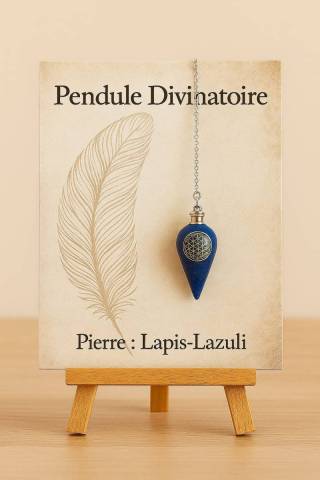 Pendule Divinatoire en Lapis-Lazuli avec Fleur de Vie 