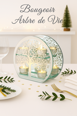 Bougeoir en Verre Arbre de Vie