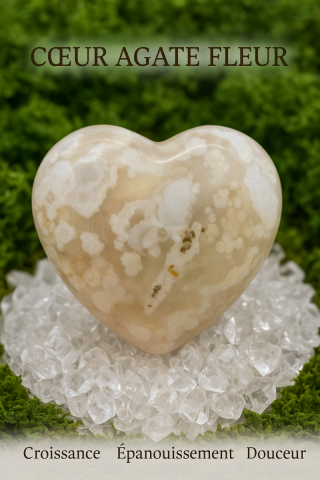 Coeur agate fleur