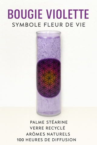 Bougie violette fleur de vie