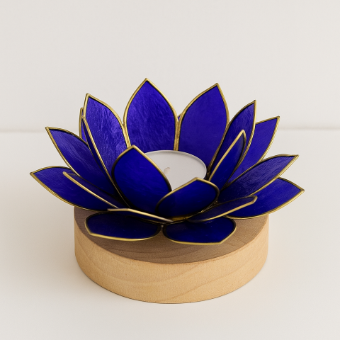 Bougeoir forme lotus bleu