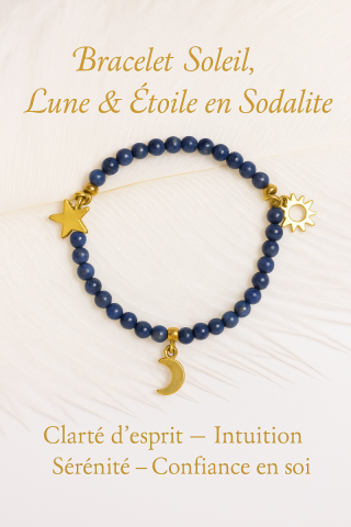 Bracelet lune, toile et soleil en sodalite 