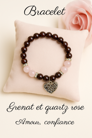 Bracelet grenat et quartz rose