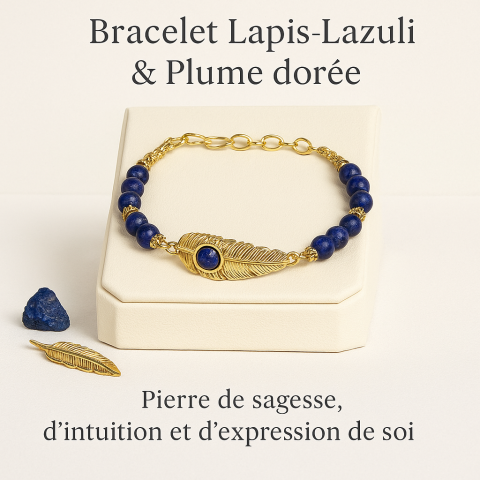 Bracelet plume lapis lazuli