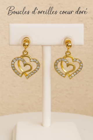 Boucle d'oreille coeur dor