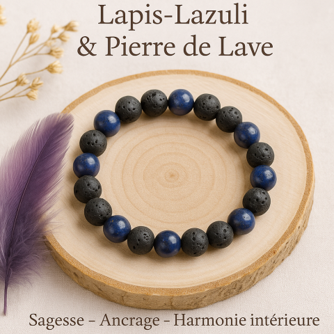 Bracelet Lapis-Lazuli et pierre de lave