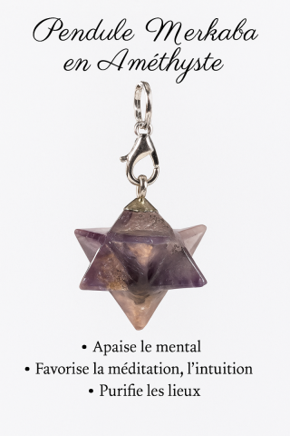 Pendule en Amthyste Merkaba 8 pointes